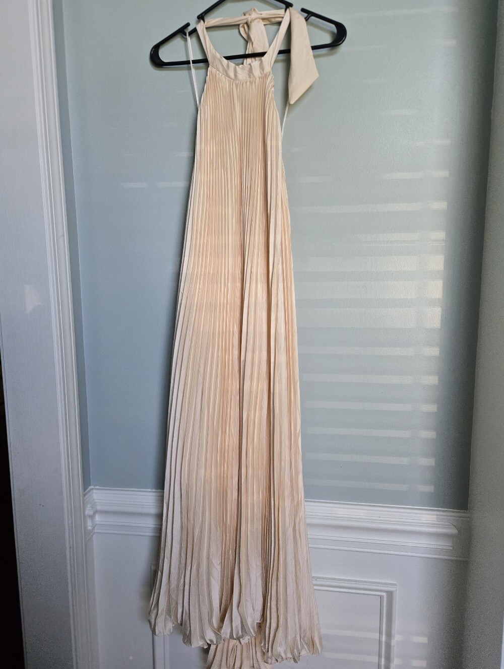 Champagne PLEATED Maxi Dress NWT